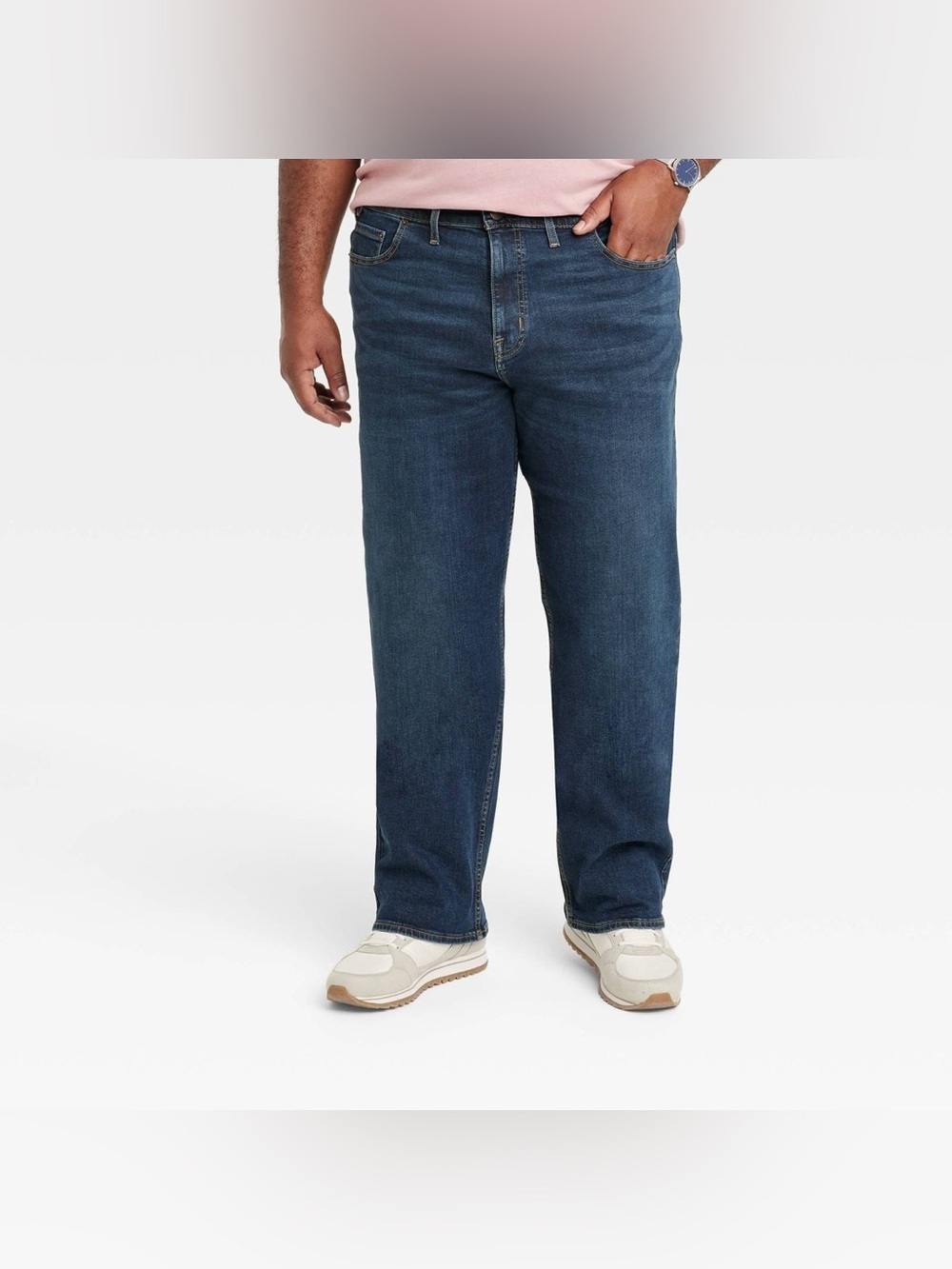 NEW Goodfellow Jeans Mens 44X30 Blue Tall Slim Straight Total Flex Stretch Denim